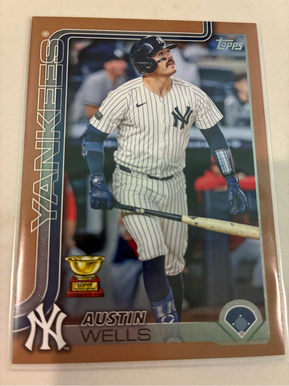 Topps Austin Wells Baseball Card - White/Navy/Gold Numbered 1116/2025